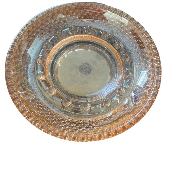 Vintage Other - Vintage Marigold Iridescent Carnival‎ Glass Round Ashtray Trinket Dish 5” MCM
